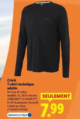 Lidl CRIVIT T-shirt technique adulte offre