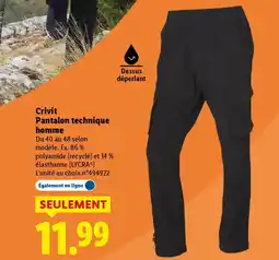 Lidl CRIVIT Pantalon technique homme offre