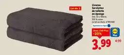 Lidl Livarno Serviettes de toilette en éponge offre