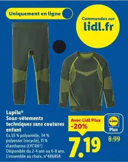 Lidl LUPILU Sous-vêtements techniques sans coutures enfant offre