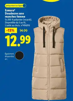 Lidl ESMARA Doudoune sans manches femme offre