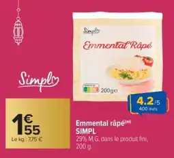 Carrefour Emmental râpé SIMPL offre