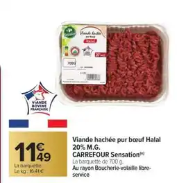 Carrefour Market Viande hachée pur bœuf Halal 20% M.G. CARREFOUR SENSATION offre