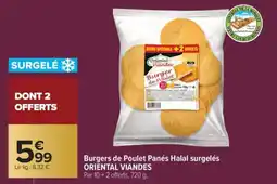 Carrefour BURGERS DE POULET PANÉS HALAL SURGELÉS “ORIENTAL VIANDES” offre