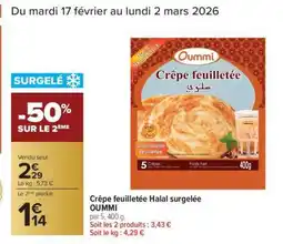 Carrefour Crêpe feuilletée Halal surgelée OUMMI offre