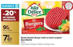 Carrefour Steaks Hachés Burger halal au bœuf surgelés ISLA DÉLICE offre
