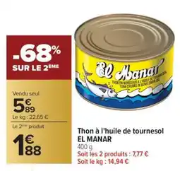 Carrefour Thon à l’huile de tournesol EL MANAR offre