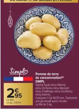 Carrefour POMME DE TERRE DE CONSOMMATION offre