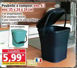 Norma Poubelle à compost env. 6 l env. 25 x 24 x 24 cm offre