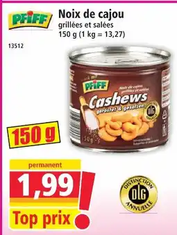 Norma Pfiff noix de cajou grillées et salées offre
