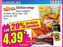 Norma Chicken wings doux ou piquant offre