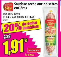 Norma Compagnie du saloir saucisse sèche aux noisettes entières offre
