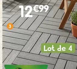 b&m Lot de 4 dalles lamelle grise offre