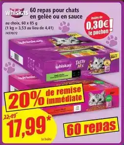 Norma Whiskas - 60 repas pour chats en gelée ou en sauce offre