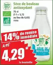 Norma Jardin bio - sève de bouleau antioxydant offre