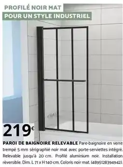 Bricomarché Dim - paroi de baignoire relevable offre