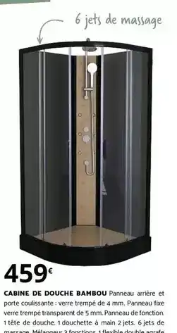 Bricomarché Cabine de douche bambou offre