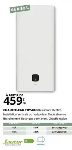 Bricomarché Sauter - chauffe-eau toyako résistante stéatite offre