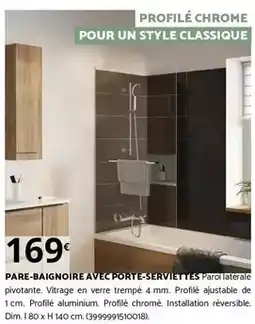 Bricomarché Dim - pare-baignoire avec portes-serviettes offre
