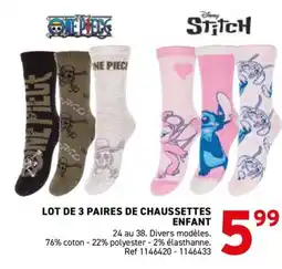 Trafic Lot de 3 paires de chaussettes enfant offre