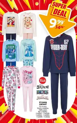 Trafic Pyjama enfant offre