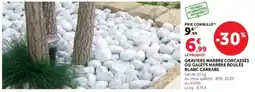 Super U Graviers marbre concassés ou galets marbre roulés blanc carrare offre