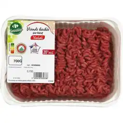 Carrefour Market Viande hachée pur bœuf halal 20% m.g. carrefour sensation offre