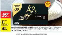 Carrefour L'or espresso capsules de café offre