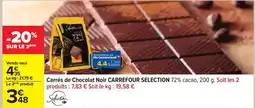 Carrefour Drive Carrefour - carrés de chocolat noir selection offre