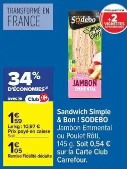 Carrefour Drive Carrefour - sandwich simple & bon offre