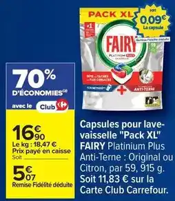 Carrefour Drive Fairy - capsules pour lave- vaisselle pack xl offre