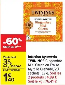 Carrefour Drive Twinings - infusion ayurveda gingembre offre