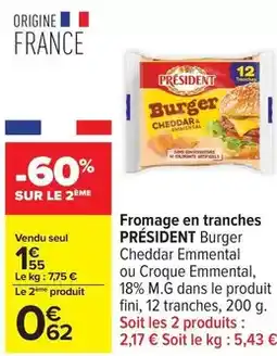 Carrefour Drive Président - fromage en tranches offre