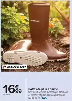 Carrefour Drive Dunlop - bottes de pluie femme offre