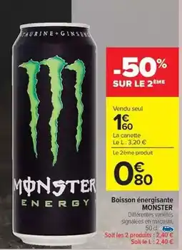Carrefour Drive Monster - boisson énergisante offre