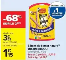 Carrefour Drive Justin bridou - bâtons de berger nature offre
