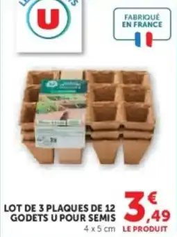Super U Lot de 3 plaques de 12 godets u pour semis offre