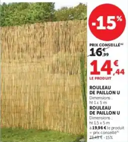 Super U Rouleau de paillon u offre
