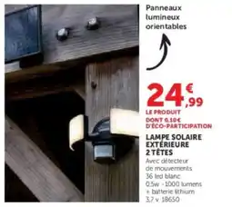 Super U Lampe solaire extérieure 2 têtes offre