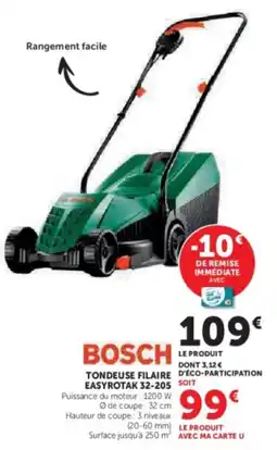 Super U Bosch tondeuse filaire easyrotak 32-205 offre