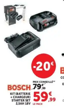 Super U Bosch kit batterie + chargeur starter set 2,5ah 18v offre