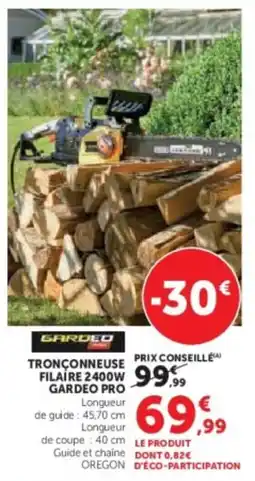 Super U Tronçonneuse filaire 2400w gardeo pro offre