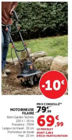 Super U Motobineuse filaire offre