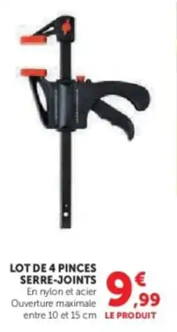 Super U Lot de 4 pinces serre-joints offre