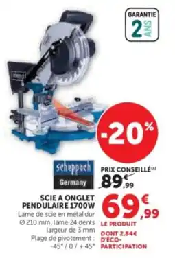 Super U Scie a onglet pendulaire 1700w offre