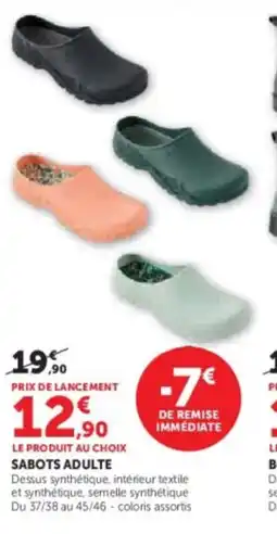 Super U Sabots adulte offre