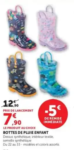 Super U Bottes de pluie enfant offre