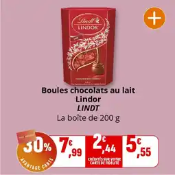 Coccimarket Boules chocolats au lait lindor lindt offre