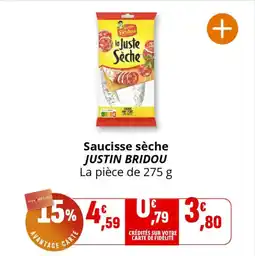 Coccimarket Saucisse sèche justin bridou offre