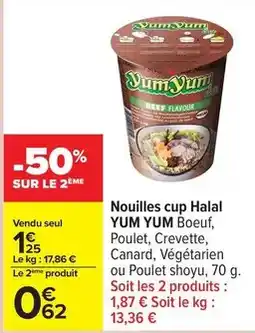 Carrefour Yum yum - nouilles cup halal offre